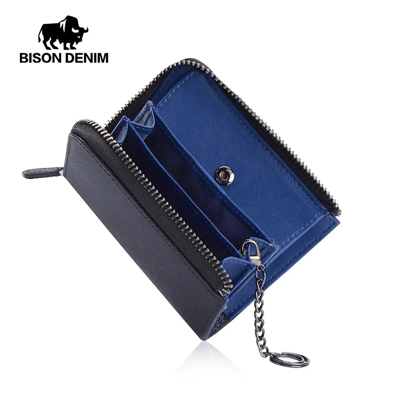 Carteira Bison Denim Zipper em Couro Legítimo