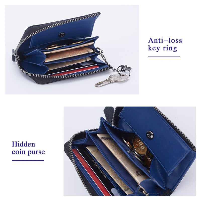 Carteira Bison Denim Zipper em Couro Legítimo