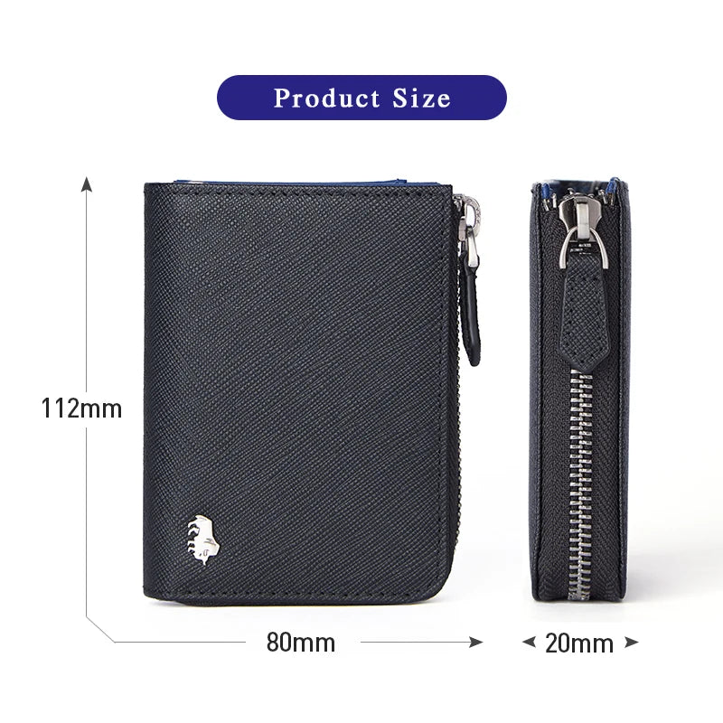 Carteira Bison Denim Zipper em Couro Legítimo
