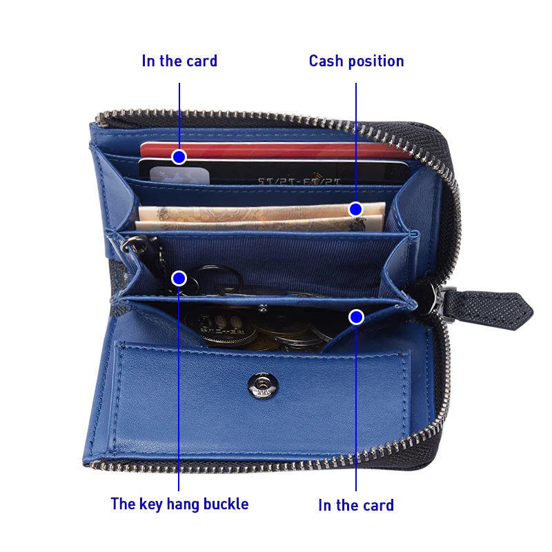 Carteira Bison Denim Zipper em Couro Legítimo