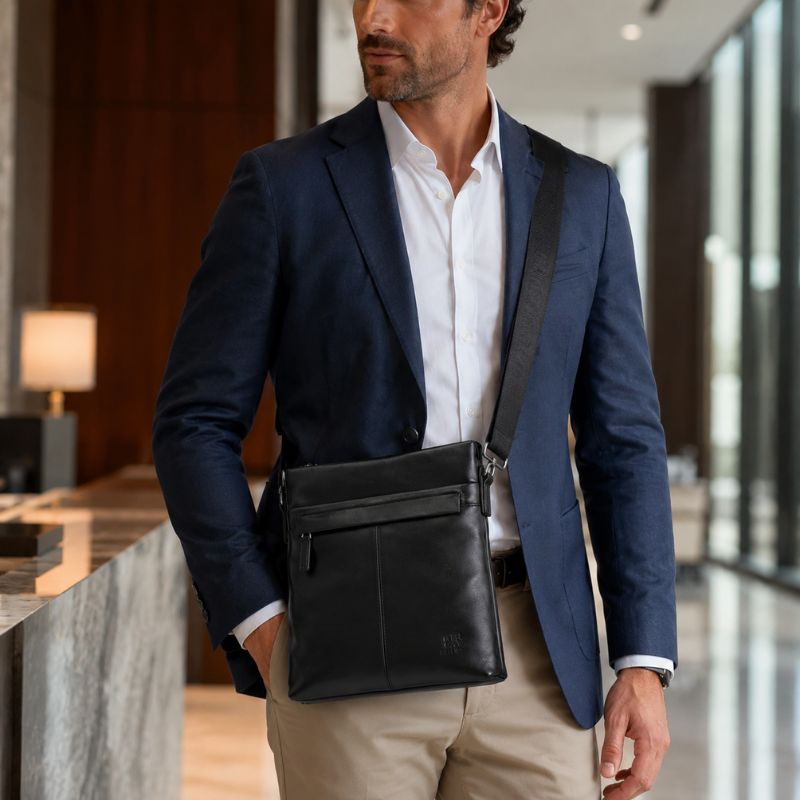 Bolsa Bison Denim Tiracolo Lake em Couro Legítimo Masculina