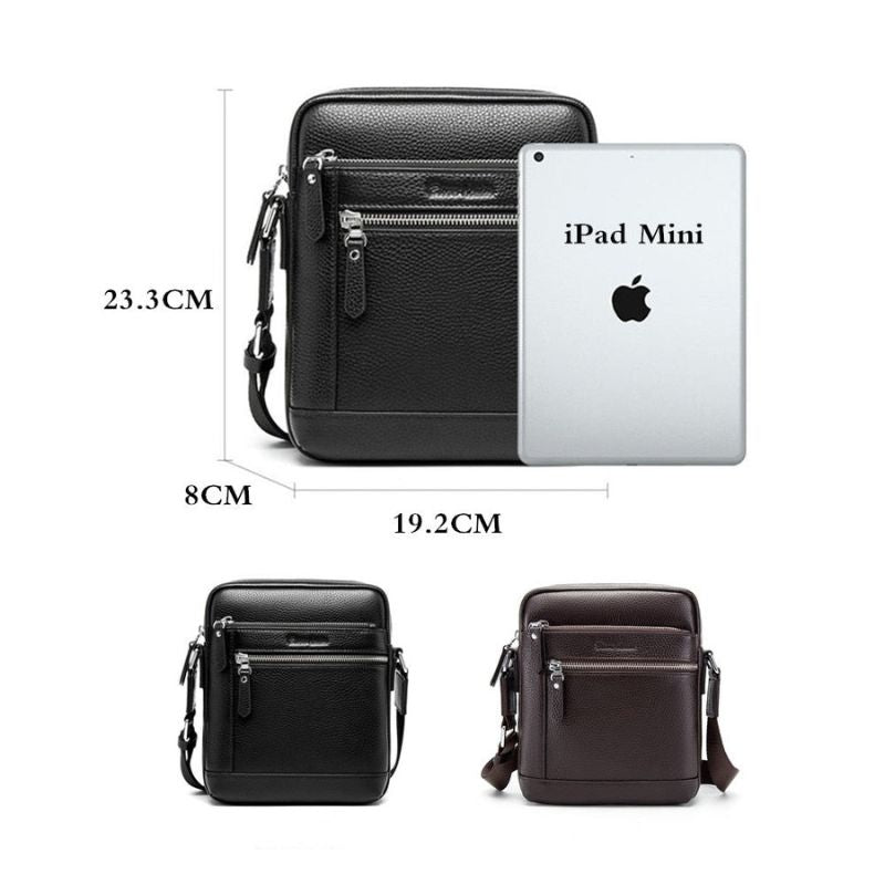 Tamanho Bolsa Bison Denim Transversal Pocket em Couro Legítimo