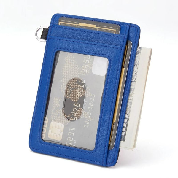 Carteira-Feminina-Slim-Black-Blue-Visao-Frontal