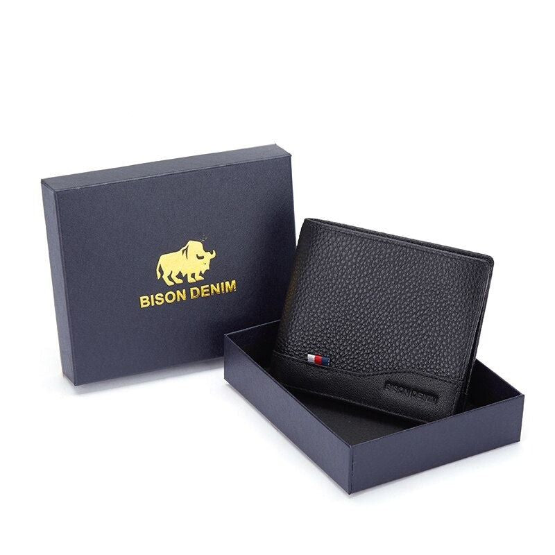 Carteira Bison Denim Flag Bifold em Couro Legítimo Masculina