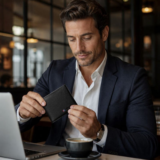 Carteira Bison Denim Slim Executive em Couro Legítimo Masculina