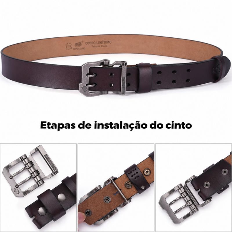 Instruções de instalação e ajuste da fivela do cinto masculino Bison Denim Mark
