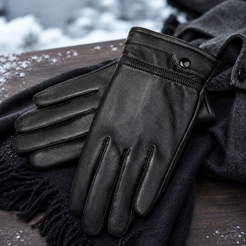 Luva Masculina Bison Denim Alaska de Inverno em Couro Legítimo