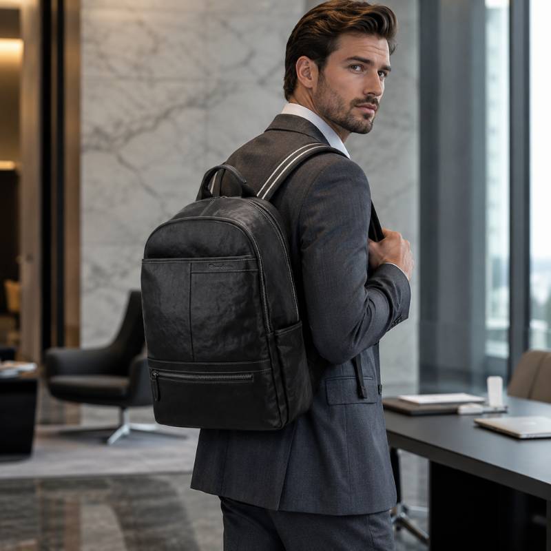 Mochila De Couro Bison Denim Etos para Notebook