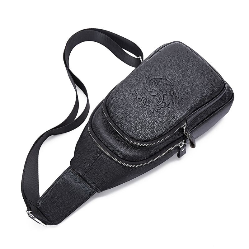 Pochete Bison Denim Transversal Dragon em Couro Legítimo Masculina