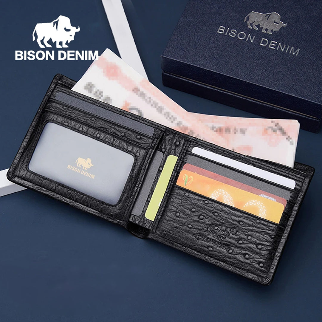 Carteira Masculina Bifold Couro Legítimo Bison Denim Modelo Honour Man