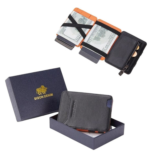 Mini Carteira Bison Denim Slim Couro Legítimo Original Magic