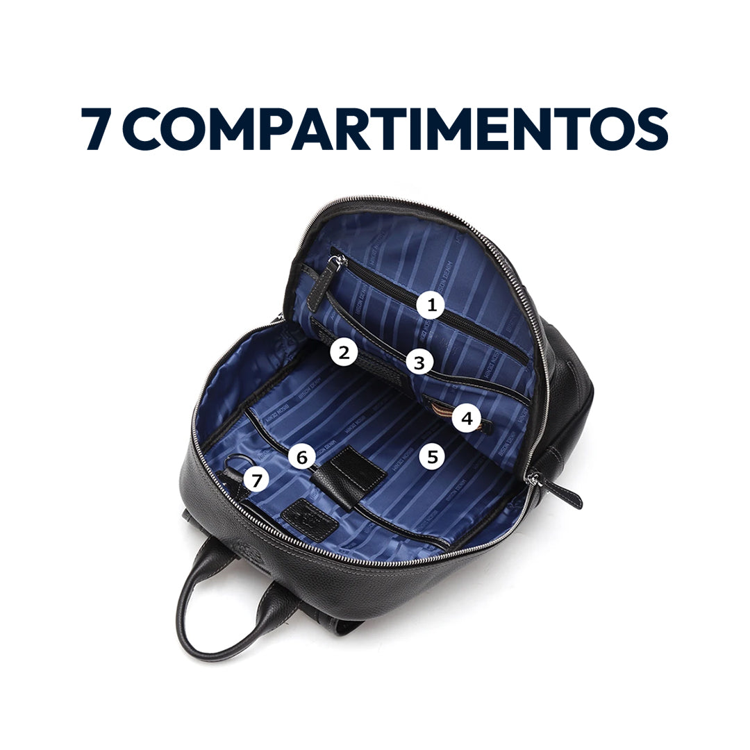 Mochila Executiva Masculina Couro Bison Denim Modelo Sheffield