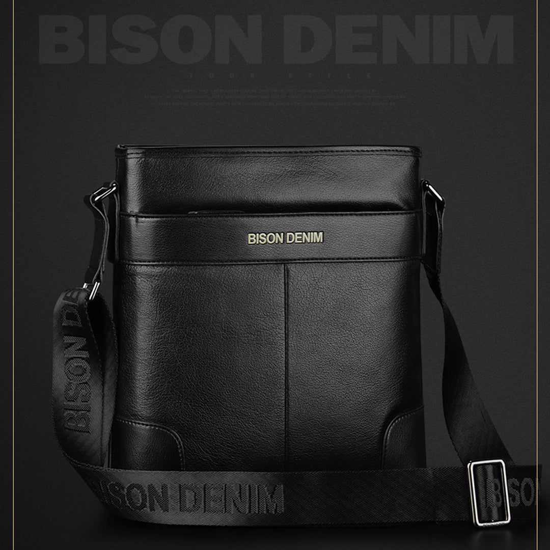 Shoulder Bag Masculina Couro Legítimo Bison Denim Modelo Munique